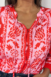 Floral Print Pink & Red Top