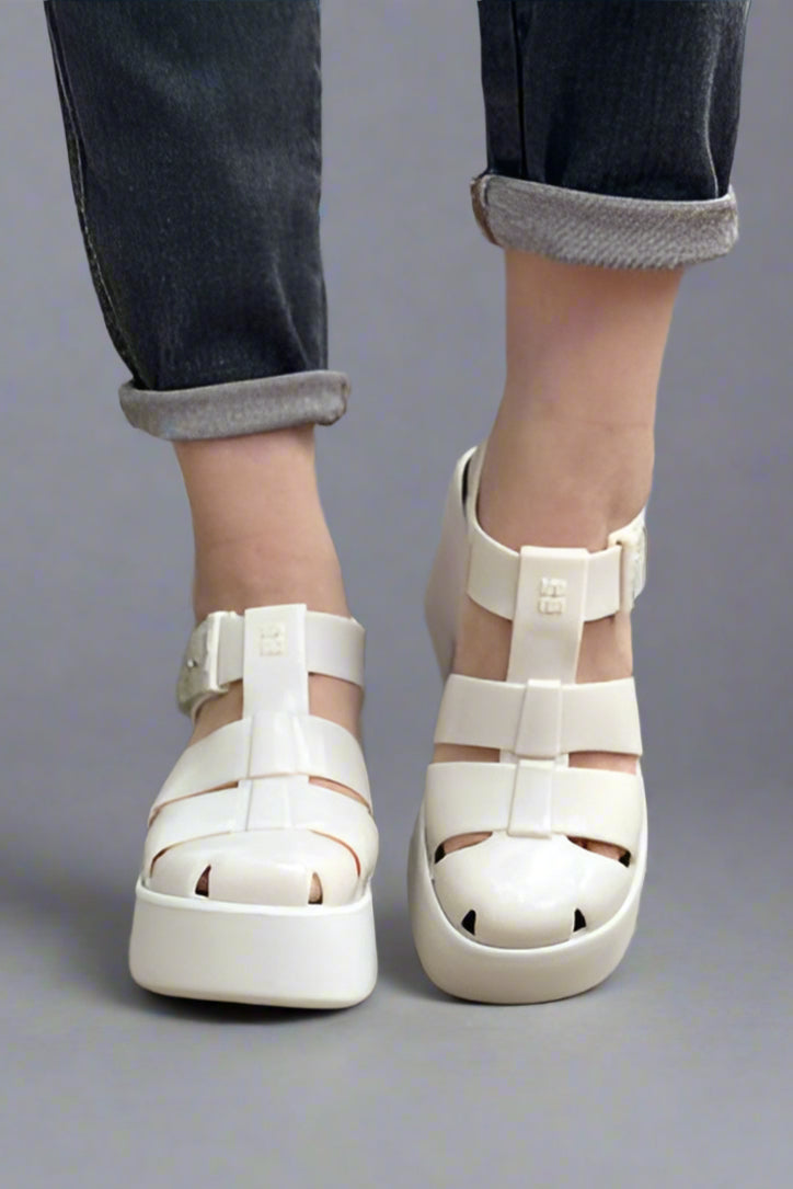 Scented Melissa Lulu Heel - Beige Chunky Lightweight Bubblegum