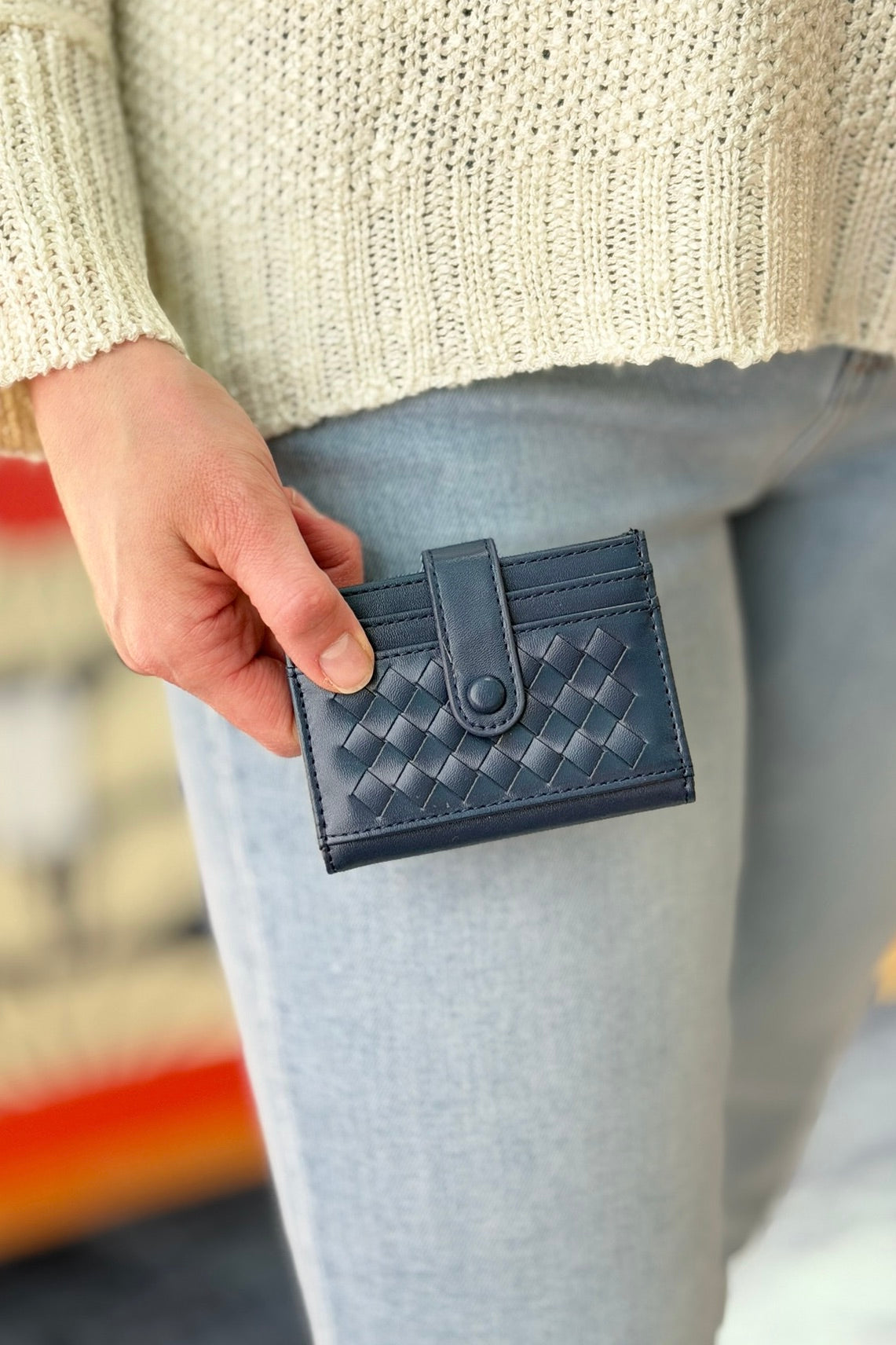 Lyla Woven Wallet - Navy