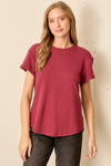 Round Neck Top - Burgundy