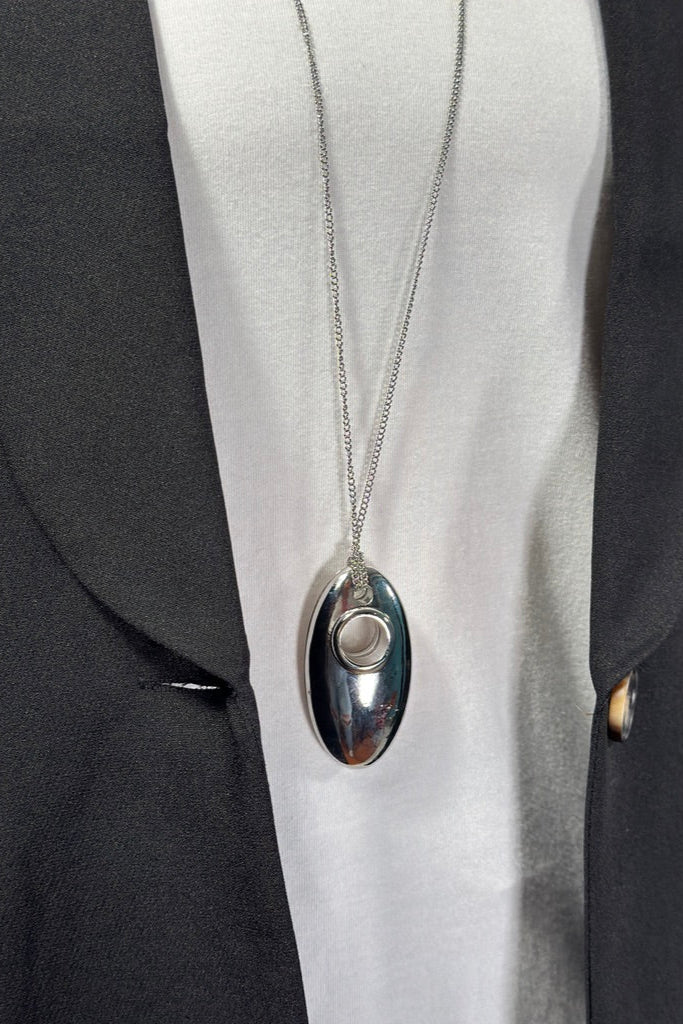 Long Submarine Pendant Necklace Silver