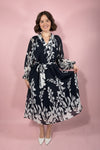 Black Floral Bubble Sleeve Maxi Dress