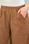 Wide-Leg Corduroy Culotte Pants - Camel