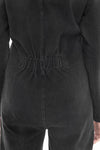 Mineral Wash Cotton Blend Jumpsuit Black