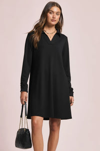 French Terry A Line Dress - Black