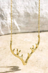 Textured Metal Antler Short Necklace - Gold