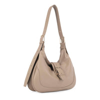 Marissa Buckle Shoulder Hobo Bag - Stone