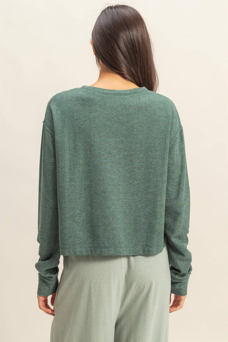 Crew Neck Cozy Sweatshirt - Green