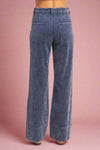 Mineral Washed Flare Pants - Blue