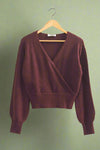 Surplice V Neck Sweater - Wine