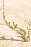 Textured Metal Antler Short Necklace - Gold