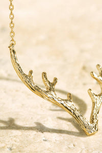 Textured Metal Antler Short Necklace - Gold