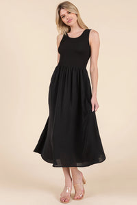 Sleeveless Midi Dress - Black