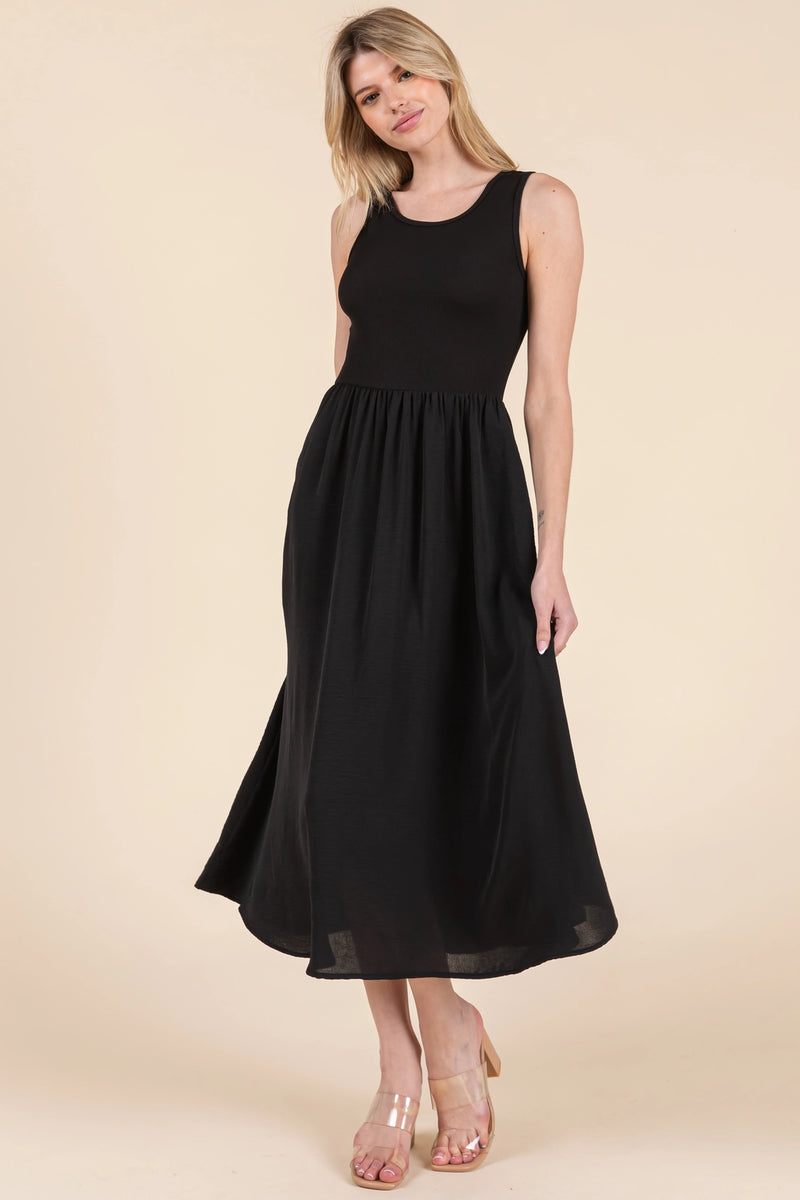 Sleeveless Midi Dress - Black