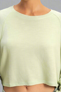 Long Sleeve Round Neck Top - Sage