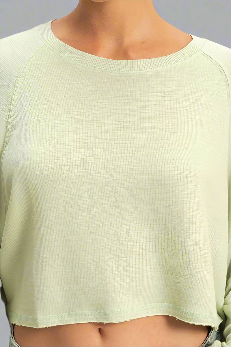 Long Sleeve Round Neck Top - Sage