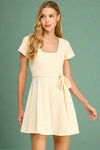 Ditsy Floral Print Faux Wrap Dress - Cream