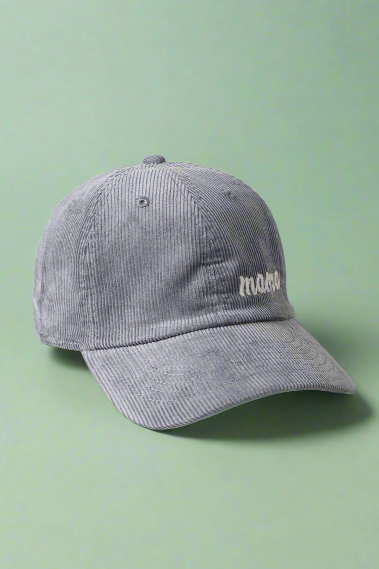 Mama Corduroy Baseball Cap - Grey