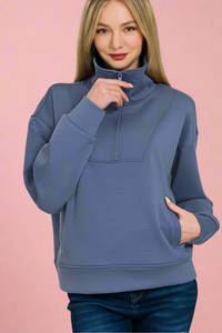Scuba Half Zip Pullover - Blue Indigo