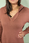 Long Sleeve Sweater with Hood - Mauve