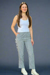 Buttoned Striped Pants Black