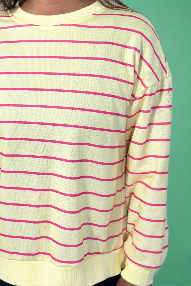 Stripe Overlap Sweatshirt - Yellow