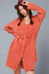 Button Down Gauze Shirt - Burnt Orange