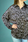 Silk Button Down Black Splash