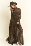 Animal Print Mesh Maxi - Black
