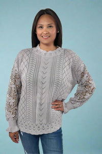 Lacey Long Sleeve Top - Grey