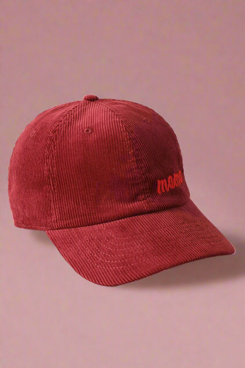 Mama Corduroy Baseball Cap - Burgundy