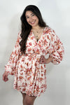 Cross Over Dress Floral Orange