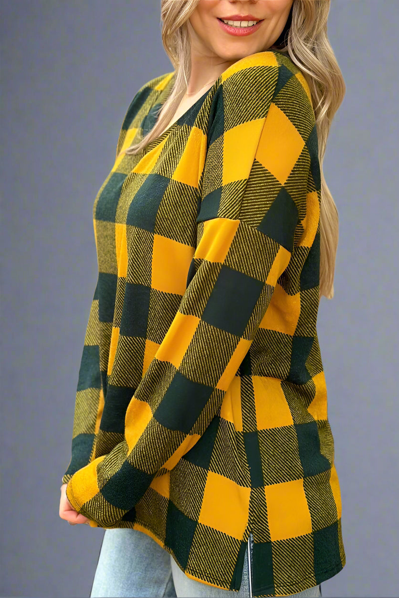 V-Neck Long Sleeve Mustard Top