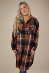 Rust, Black & Cream Plaid Long Flannel