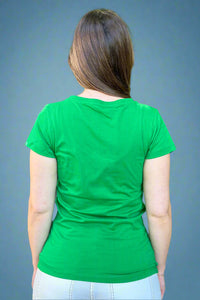 Women's Cotton V-Neck Tee - Green