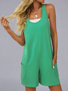 Solid Halter Neck Romper - Green