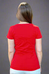 Women's Cotton V-Neck Tee - Red