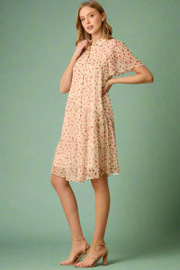 Printed Floral Dress - Cream