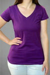 Women's Cotton V-Neck Tee - Purple