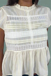 Lace Trim Peplum Blouse - Ivory