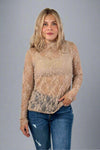 Floral Lace Long Sleeve Top - Mocha