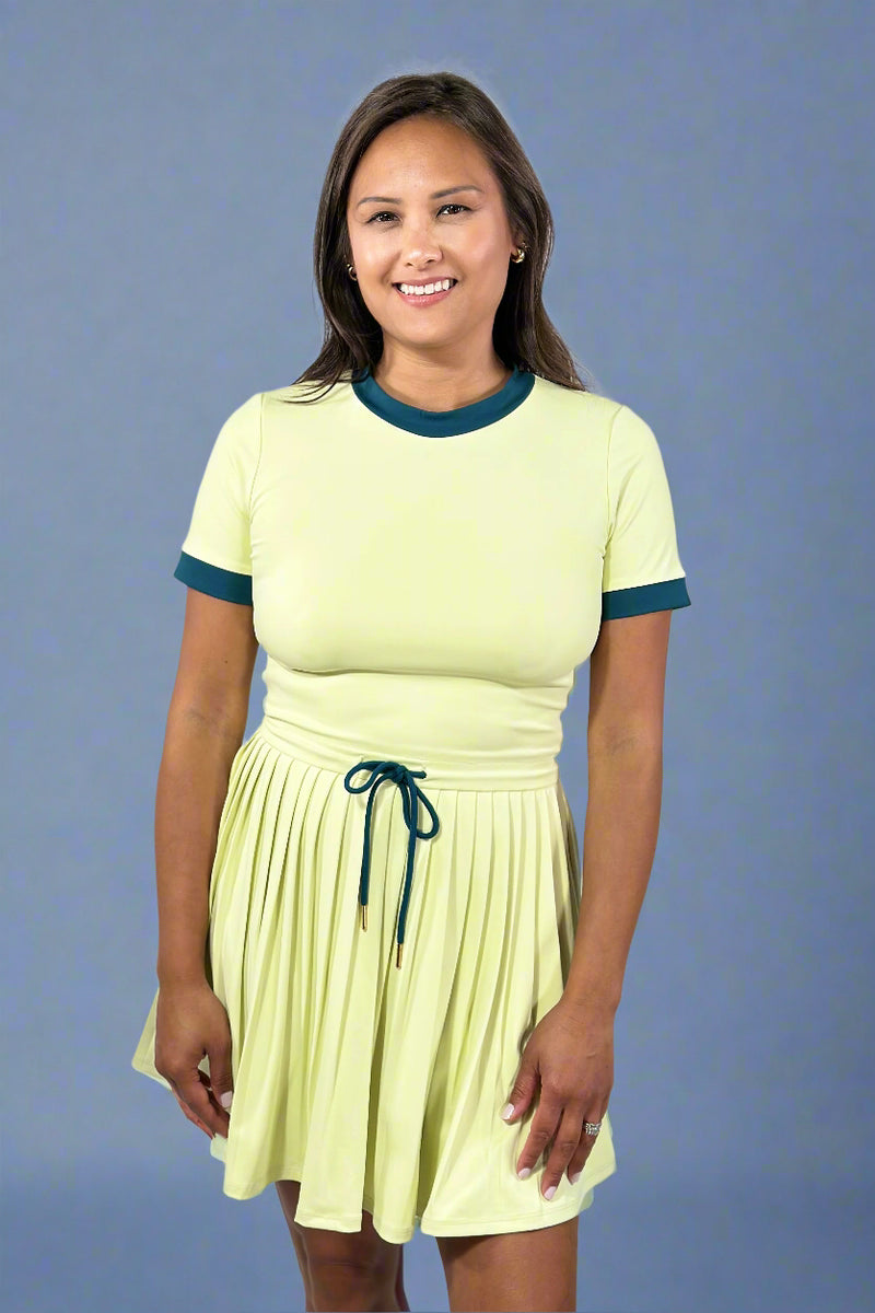 Motion Athleisure Pleated Skirt Dress - Lime