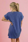 Unwind In Style T Shirt Dress - Dusty Indigo