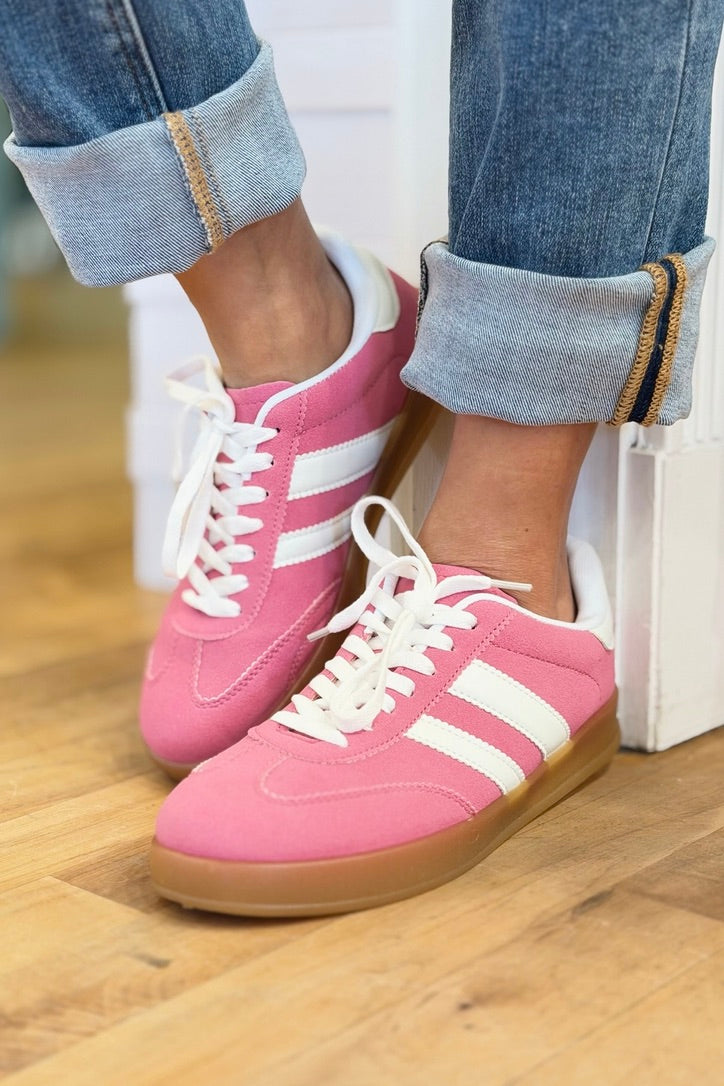 Colorful Suede Sneakers - Fuchsia