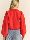 Smile Daisy Print Cropped Cardigan
