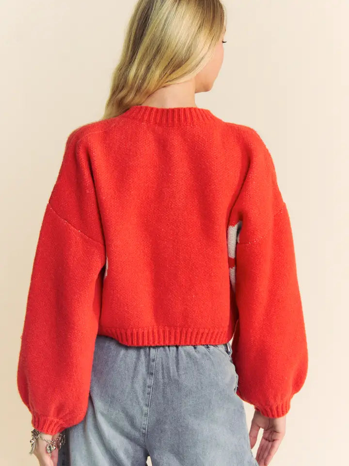 Smile Daisy Print Cropped Cardigan