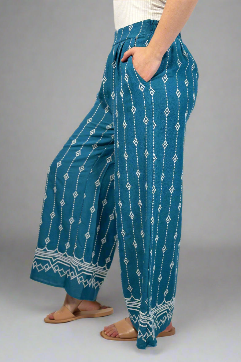 Embroidery Pants - Blue