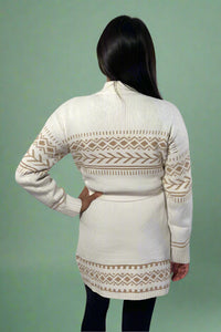 Tribal Print Waist Tie Cardigan - Natural