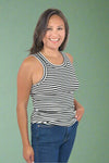 Striped Fitted Tank Top - Black