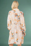 Floral Print Button Down Dress - Beige